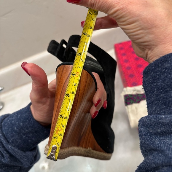 Tory Burch Black Raya Lancaster Suede Wedges - Picture 2 of 7